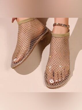 ✨AKIRA Glitter Mesh Ankle Sock Sandals✨